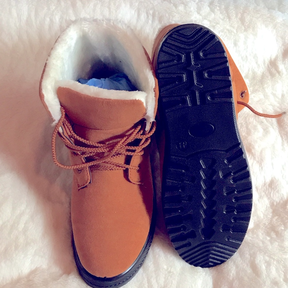 Women’s Tan Faux-Shearling Ankle Booties